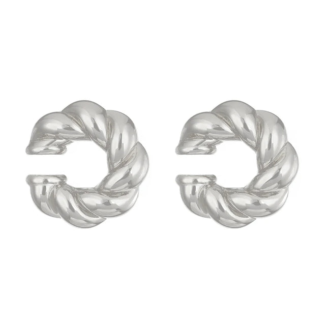 1 Pair Smooth Round C Shape Clip On Women Earrings Lightweight Without Piercing Cartilage Ear Cuff Gold Silver Color Earrings