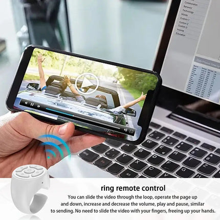 Wireless Scrolling Ring Finger Shutter Remote Control Bluetooth Page Turner Mobile Phone Controller For Home Travel Car