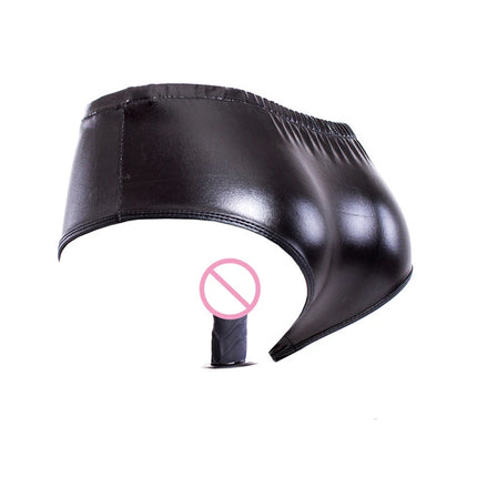 Silicone Anal Plug Dildo PU Leather Penis Panties Strap On Dildo Underwear Masturbation Chastity Panties Sex Toys No Vibrate