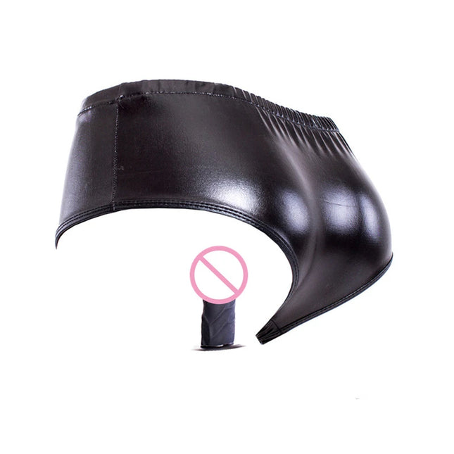 Silicone Anal Plug Dildo PU Leather Penis Panties Strap-On Dildo Underwear Masturbation Chastity Panties Sex Toys No Vibrate
