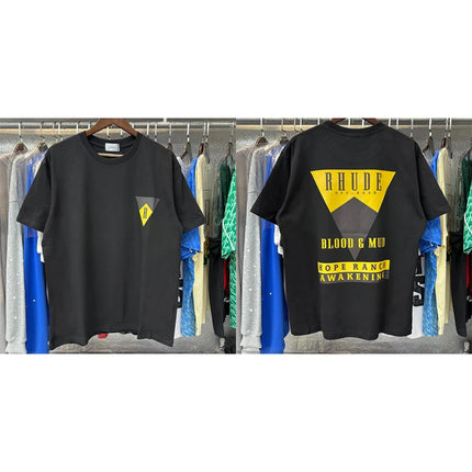 26SS New American Style Rhude T-Shirt High Street Hip Hop Fashion Men's Women's Trendy Short Sleeve Stock
