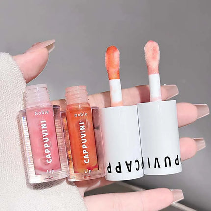 Clear Transparent Grey Purple Lip Gloss Hydrating Drying Lips Mirror Lip Glaze Tint Plumper Moisturizing Crystal Lip Oil Makeup