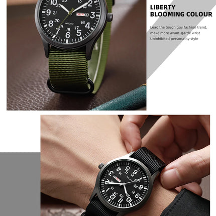 2024 TPW Field Watch Easy Reading Fabric Strap 24-Hour Display Quartz Movement