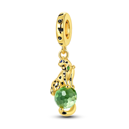 Gold Series DIY Charms Bead Original 925 Sterling Silver Inlaid Zirconium Sun Leopard Pendants Fit Bracelet Jewelry Gift Marking