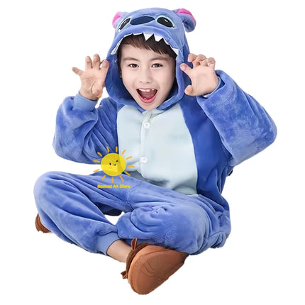 BEAST KINGDOM Disney Angel Stitch Pajamas Cosplay Cartoon Plush One-piece Pajamas Stitch Winterwarm Costumes Christmas for Gift