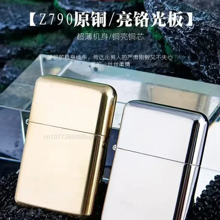 ZORRO 790 Genuine Ultra-thin Windproof Original Copper Lighter Double-sided Engraved Wheel Lighter Lighter Men's High-end Gifts