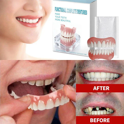 Dentures Full Set Natural Upper Lower Braces Silicone Denture Set for Men Women Instant Confident Fake Tooth Oral Hygiene Care