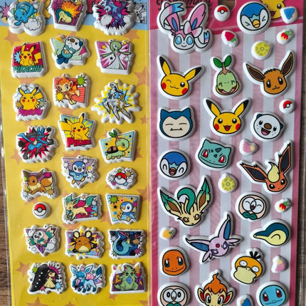 Genuine Pokemon Pikachu Squirtle 3D Stickers Cartoon Planner Decor Decal For Water Mug Phone Ipad Helmet Decor Decals Girls Gift