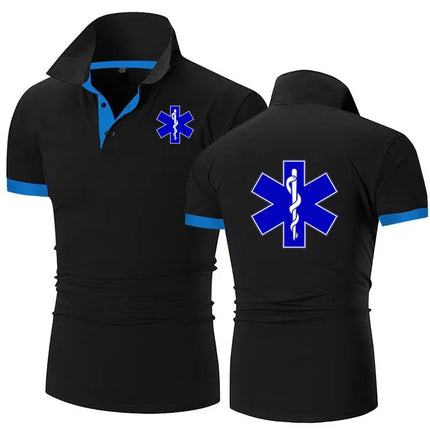 EMT Paramedic Emergency Medical Services polo shirt Men Casual T-shirt High Quality matching color cotton Men's Lapel shirt top
