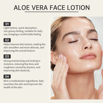 Aloe Vera Face Moisturizing Lotion Nourishing Daily Cream Reduces Dryness & Improves Skin Texture Non-Greasy Glow Skincare