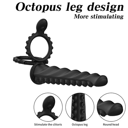 Double Penetration Vibrator for Couple Penis Ring Semen Cock Ring Penis Enlargement Delayed Vibrating Sex Toys for Men Adult