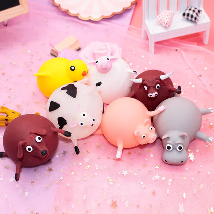 3/6 PCS Children's Fun Dinosaur Ranch Animal Inflatable Balloon Squeezing Soft Ball Balloon Party Fun Game Gifts