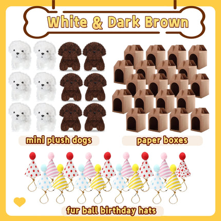 6-20Set Mini Plush Puppy Stuffed Dogs Adopt A Pet Dog Set with Paper Boxes Animals Bulk for Birthday Animal Theme Party Favors