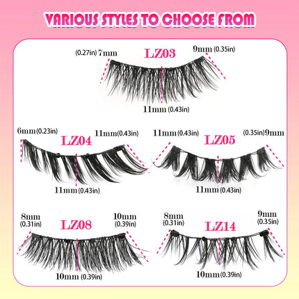 Lanjinglin Magnetic Eyelashes 1 Pair Natural Faux Mink Lashes Reusable False Eyelashes Tweezer Set Eyelash Extension Makeup Tool