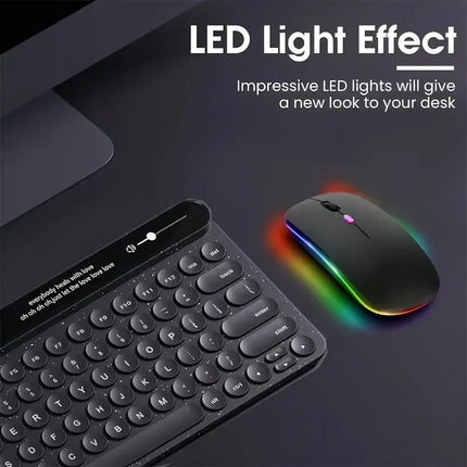 Wireless Mouse Slim Bluetooth-compatible 2.4G Computer Mice Portable Rechargeable Cordless Mouse for iPad Laptop Desktop