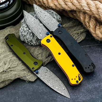 New Outdoor Camping 533 Folding Belt Knife Damascus Knife Carbon Fiber Handle Jungle Tactical Multi-Functional Self-Defense Tool