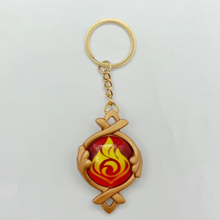 Game Impact Vision Fontaine Water God Focalors Lyney and Lynette Keychain Luminous 7 Element Eye Of Original God Toy KeyRing