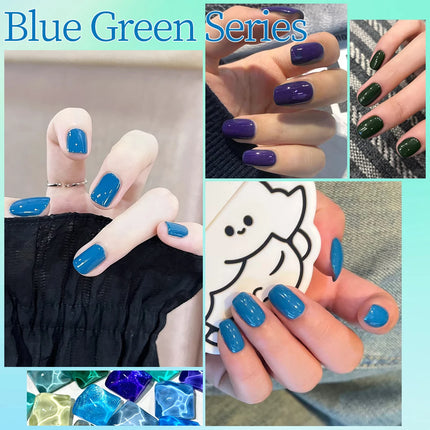 7ml Gel Polish, Blue Gel Nail Polish Fall Winter Colors Ice Blue Green Series Gel Polish Dark Blue Navy Blue Sparkle Soak Off UV