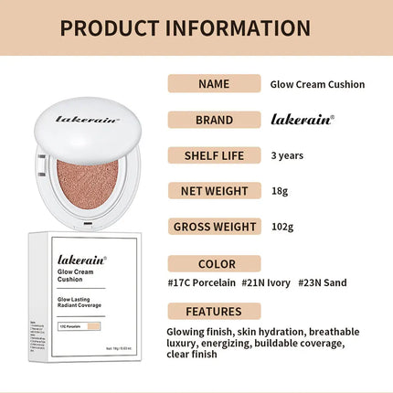 NEW Glow CC Cream Foundation Cushion Waterproof Long-lasting Brighten Foundation Cream Women Base Makeup Face Korean Cosmetics