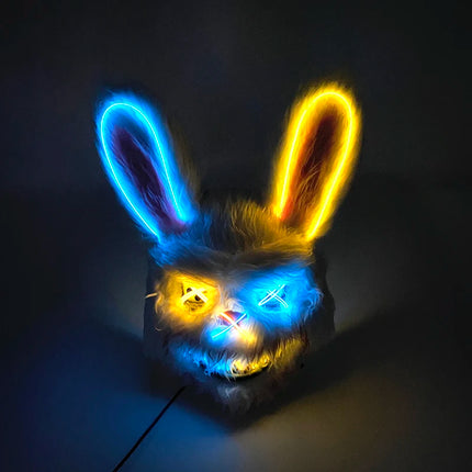 Halloween Light Up Horror Mask Glowing Bloody Bear Killer Mask Flashing Neon Scary Bear Mask for cosplay mask purim props