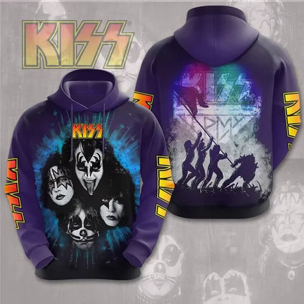 Vintage Kiss Band Graphic 3D Print Autumn/Winter Men Hoodies Casual Oversized Pullover Trend Hoodie Sweatshirt Men Clothing