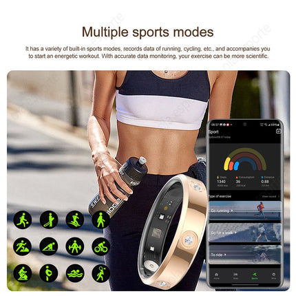 2026 New Fashion Diamond Smart Ring Heart Rate Sleep Monitor IP68 Waterproof Men Women Fitness Rings Pedometer For Android IOS
