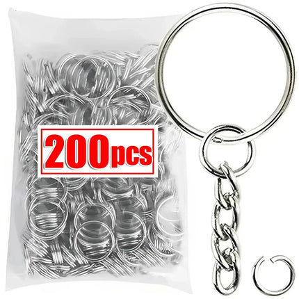 50-1000pcs Metal Blank Keyring Keychain Split Rings Keyfob Keyring Lobster Clasp Keychain Key Pendant Ring Stainless Steel Rings