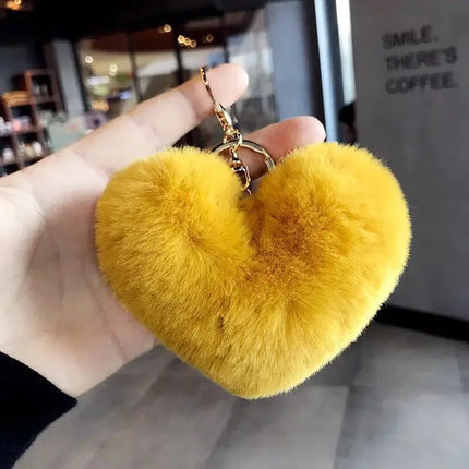 New Heart Plush Hair Ball Keychain Women Leopard Pompom Love Car Key Chain Bags Pendant Hairball Key Rings Jewelry llaveros 키링