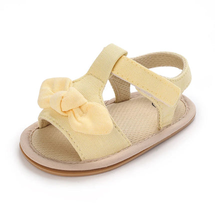 VALEN SINA  Newborn Baby Shoes Yellow Baby Girl Shoes Girl Classic Bowknot Sole Anti-slip PU Shoes First Walker Toddler Shoes