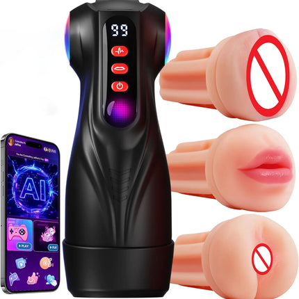 2026 Sex Toys for Men Male Masturbator 3 Sleeves Pocket Pussy Penis Pump with 9 Sucking 9 Vibrating APP Control Adult