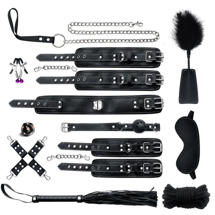 Leather Bondage Set BDSM Fetish Handcuffs Collar Erotic Toys Women Couples Adult Play Erotico Sexy Toys Sex Toys for Women Slave