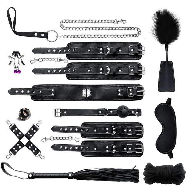 Leather Bondage Set BDSM Fetish Handcuffs Collar Erotic Toys Women Couples Adult Play Erotico Sexy Toys Sex Toys for Women Slave