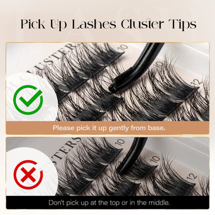 BEFER Cluster Lashes D Curl DIY Eyeslash Extension Lash Cluster Fluffy Volume Individual Natural False Eyelashes Clusters