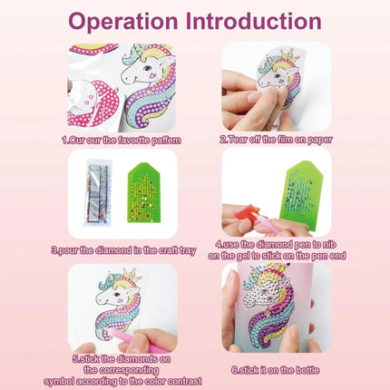 Decorate Your Own Water Bottle Kits for Girls, Unicorn Gem Girls Diamond Painting Crafts, Crafts Toys Unicorn Gifts for Birthday