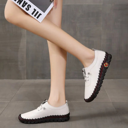 Sneakers Women Shoes Loafers Lace Up Leather Flat New Spring Casual comfortable Mom Shoe Mujer Zapatos Chaussure Femme
