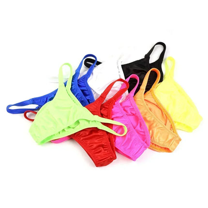 Men Sexy Underwear Silky Low Rise Thongs Breathable Pouch Panties  Underpants Bikini Lingerie Comfortable