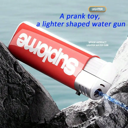 1pc Kids Summer New Funny Toys Emulational Lighter Water Gun Toy Party Favors Trick or Treat Prank Gadgets Press To Spray Water