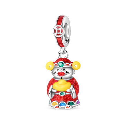 Lucky 925 Sterling Silver Money Tree Lucky Cat God of Wealth Dollar Treasure Charm Fit DIY Bracelet Necklace Good Luck Wish Gift