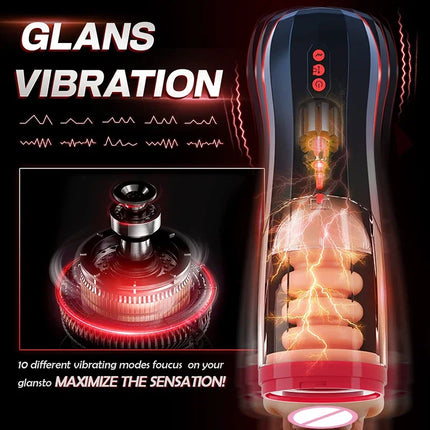 Discreet Ship Automatic Telescopic Male Masturbation Realistic Vaginal Stretching Vibrator Adult Sex Toy for Men Penis vibration