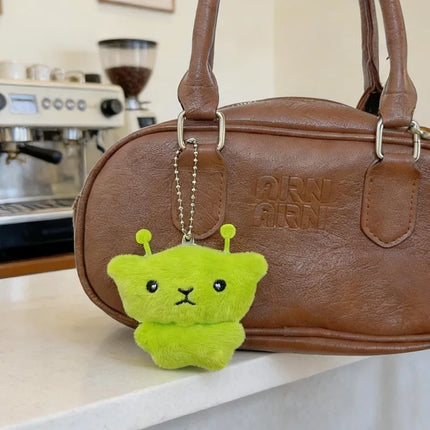 Green Alien Cat Plush Keychains Mini Galaxy Style Furry Pendant for Couples Cute Cartoon Handbag Backpacks Key Chain Decor Gifts