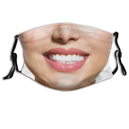 Personalized Social Funny 3D Facial Expression Masks Women Men Prom Party Ride Breathable Mouth Face Mask Creative Printed Masks