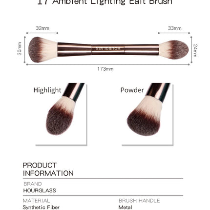 Hourglass Makeup Brush- No.17 Lighting Edit Brush Soft Fiber Hair Double Head Highlight Fashion Design Single Face Brush