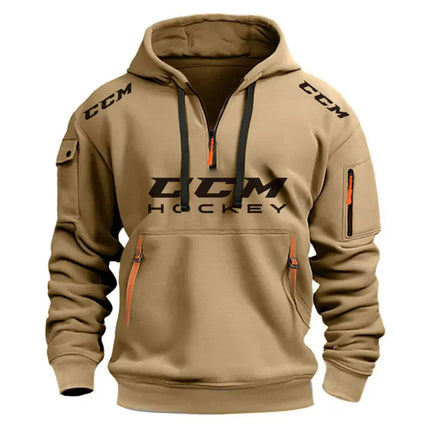 New Multi Pocket Zipper Fleece HOCKEY Sprots Hooded Casual Shirt for Men and Women Plus Size Loose Pullover Fashion Sweatshirt
