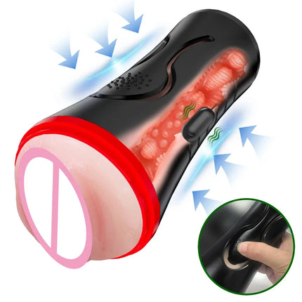 Vibrating Male Masturbators for Men Vagina Vacuum Pocket Pussy Endurance Exercise Masturbation Sex Toys Vibrator Masturb Cup