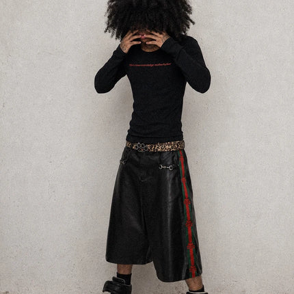 Nerazzurri Summer Patchwork Pu Leather Shorts for Men Cool Handsome Luxury Designer Calf-Length Pants Emo Menswear Clothes 2026