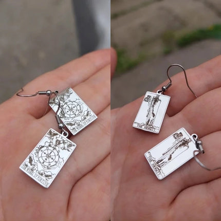 Classic Tarot Cards Stainless Steel Drop Earring for Women Sun Moon Star Lovers Divination Tarot Jewelry Birthday Gift