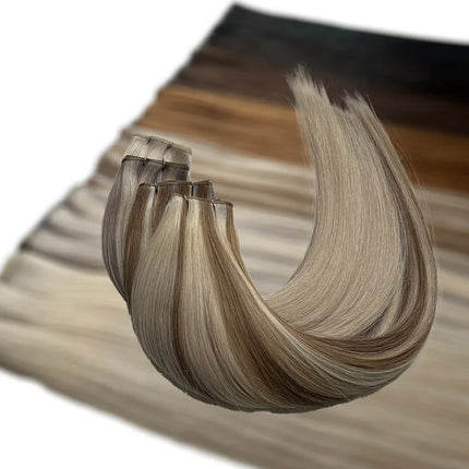 Diyomo Genius Weft Human Hair Extensions 50G Remy Human Hair Invisible Brazilian Hair Extensions Hair Bundles