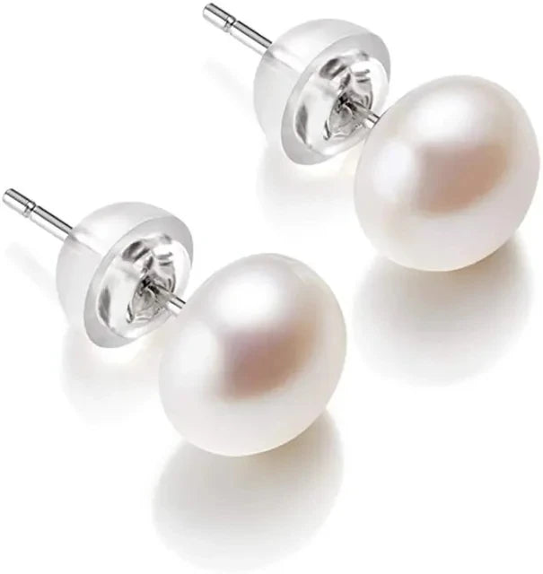 HENGSHENG White Cultured Freshwater Pearl Earrings For Women Classic 925 Sterling Silver Jewelry Gold Stud Earrings Dropshipping