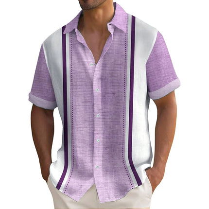 2024 New Men's Shirt Plaid Print Retro Lapel Short Sleeved Shirt Casual Vacation Men's Designer Designed Clothing in Plus Size