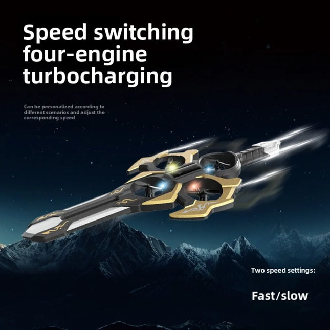 Sword Flying RC Drone Toy, Remote Control Air Floating Spinner Magic Hovercraft Gift for Kids Boys Girls